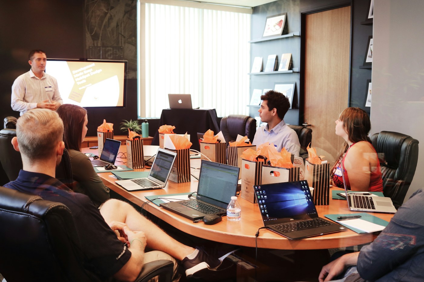 People collaborating on business work