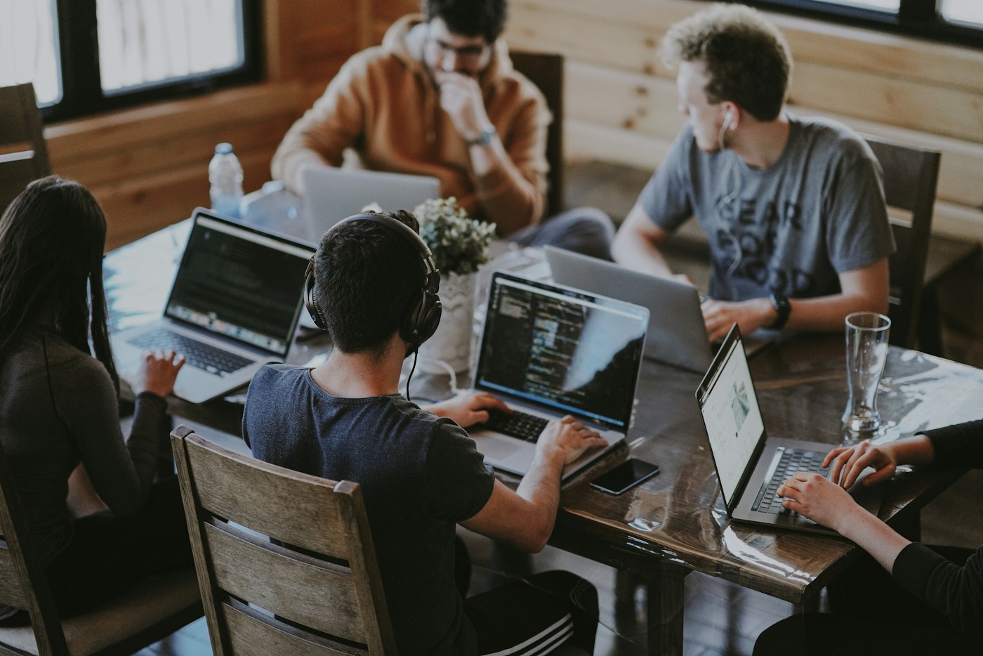 People collaborating on business work